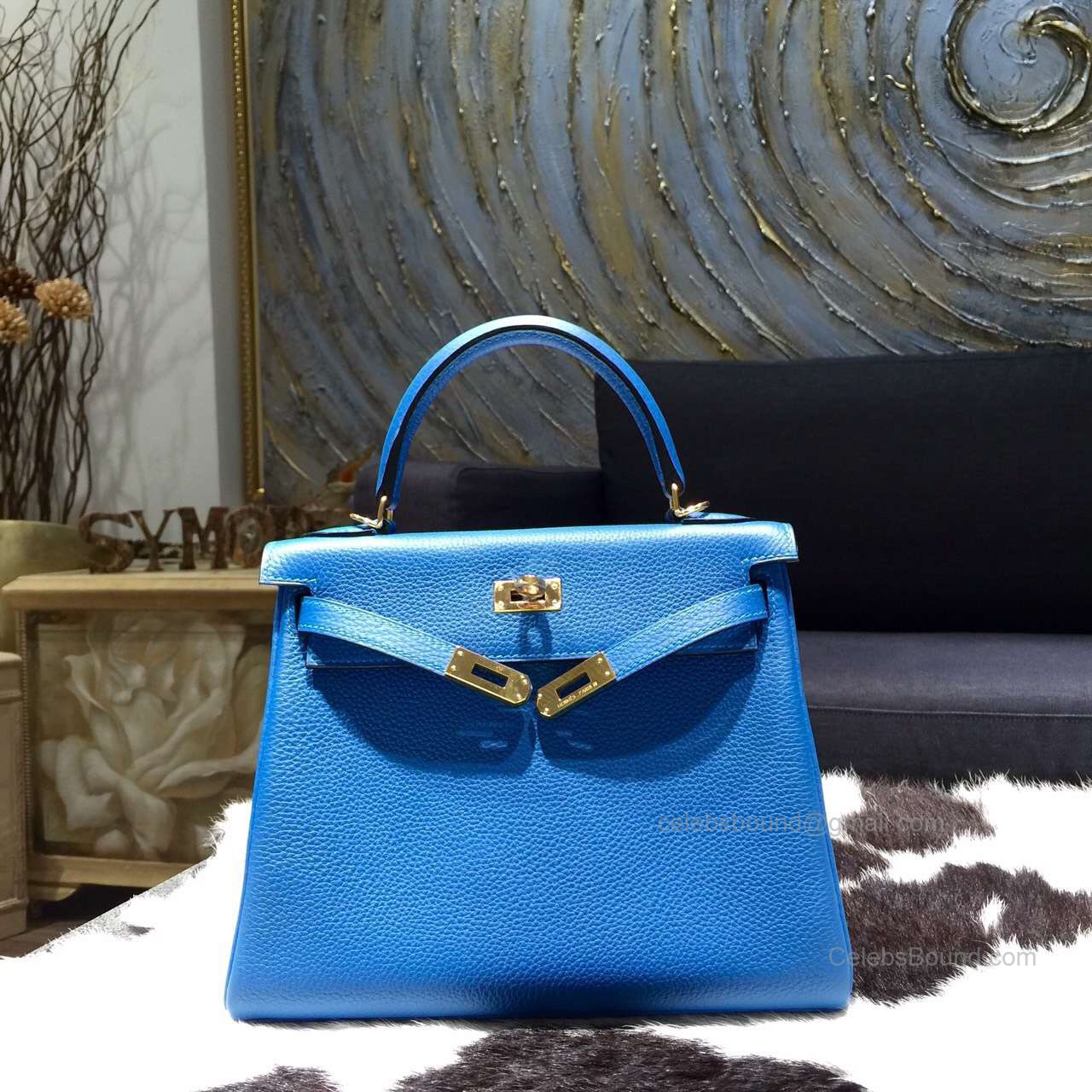 Hermes Kelly 28 Mykonos Togo Leather Handstitched Gold hw