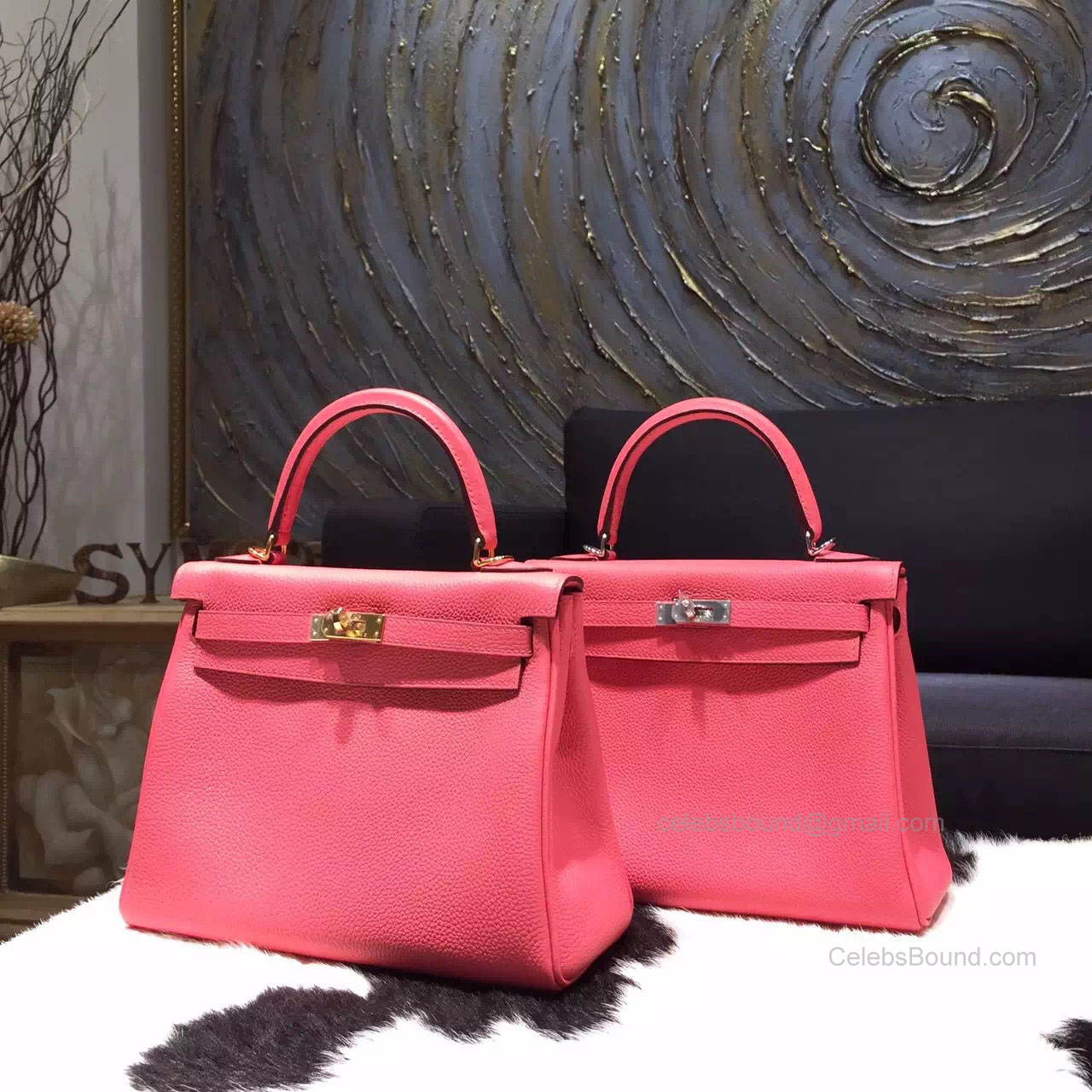 Hermes Kelly 28 Rose Lipstick U5 Togo Leather Handstitched