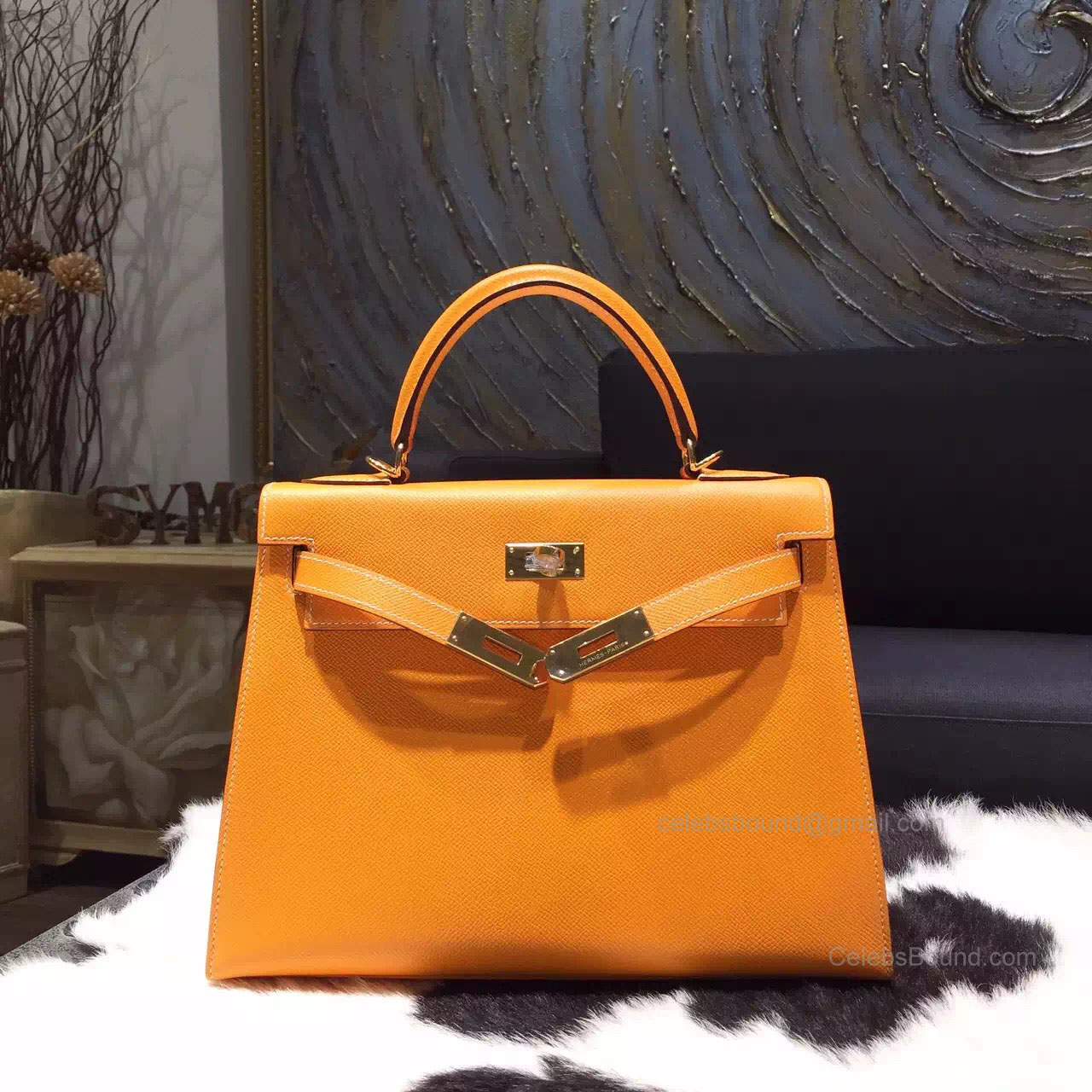 Hermes Kelly 28 Jaune 9v Epsom Leather Handstitched Gold hw