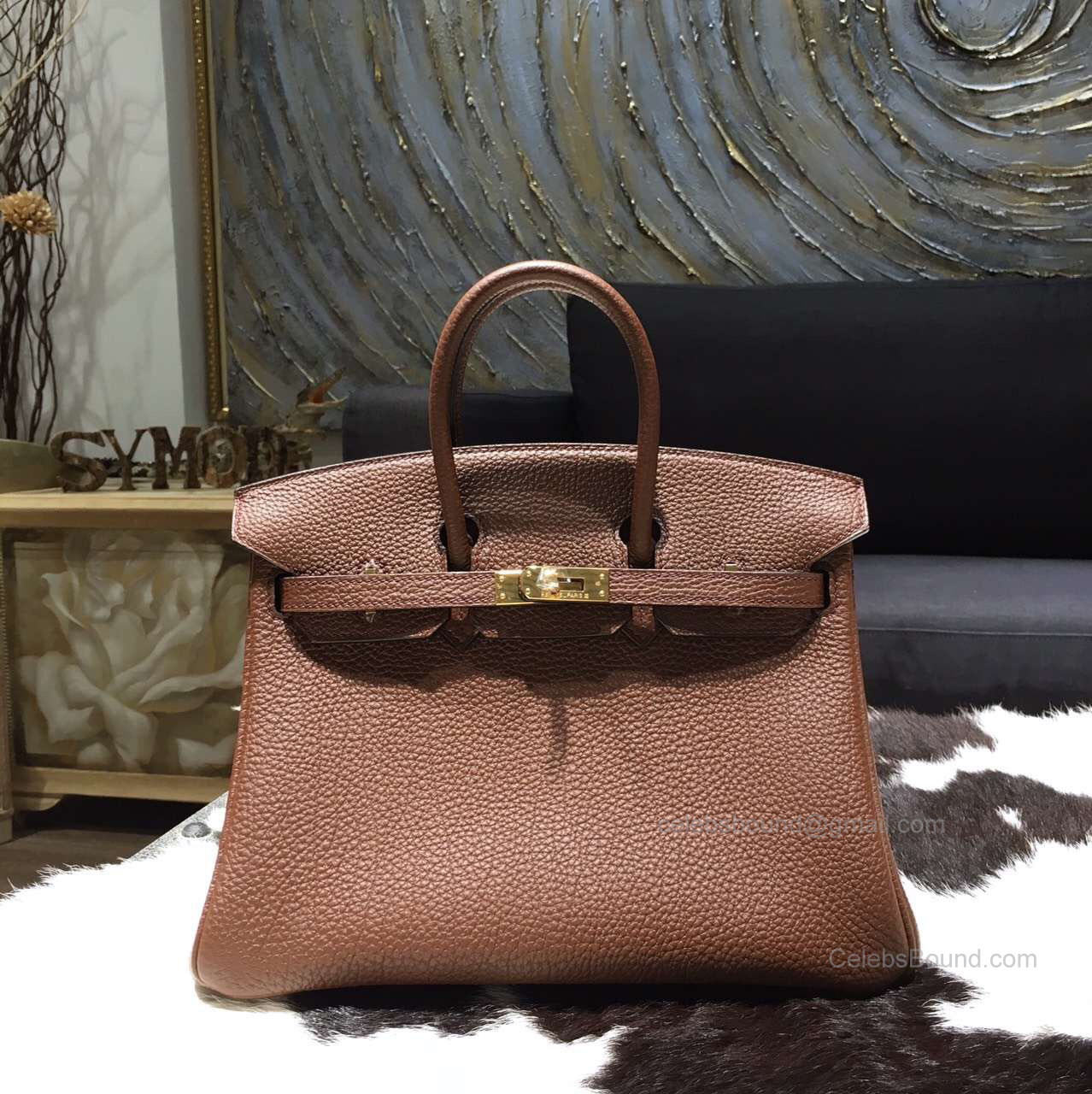 Hermes Birkin 30 Bag Chocolat ck47 Togo Leather Handstitched Gold hw