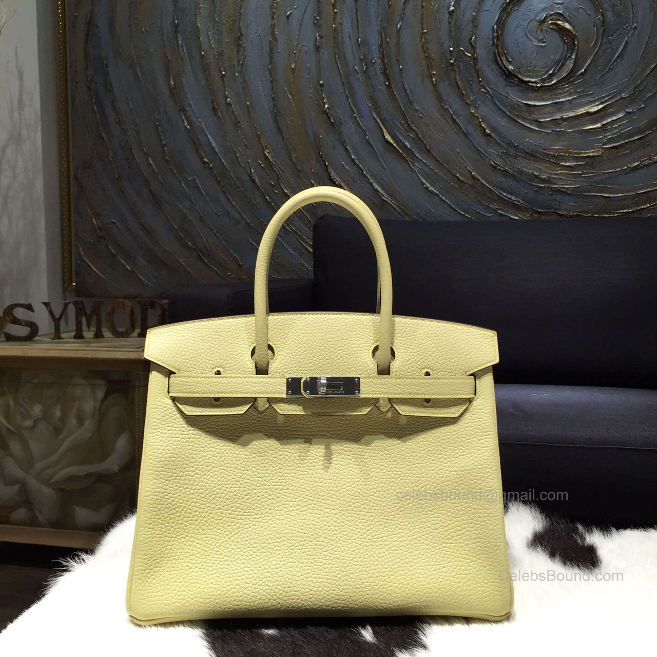 Hermes Birkin 30 Bag Jaune Poussin 1Z Togo Leather Handstitched Silver hw