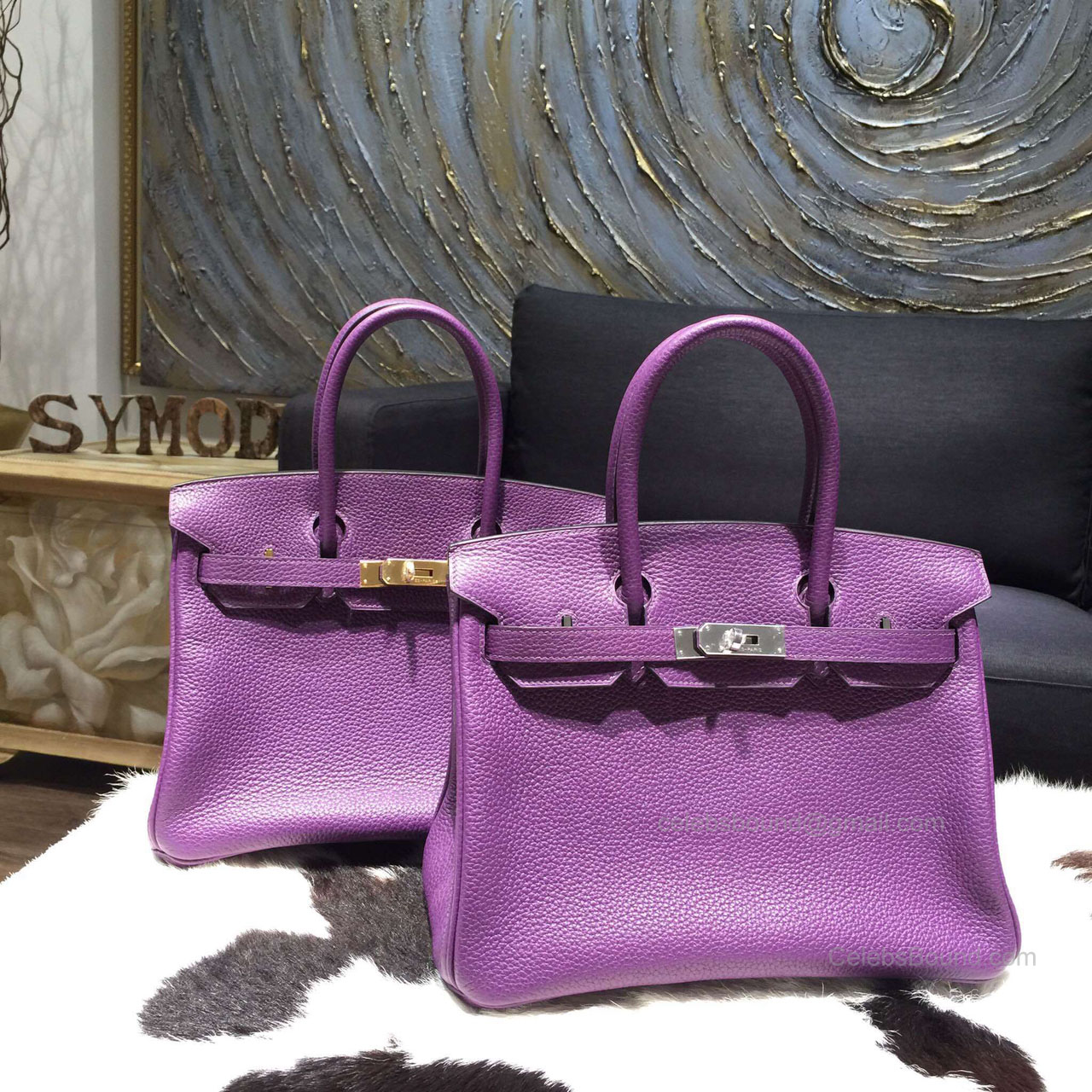 Hermes Birkin 30 Bag Ultraviolet 5L Togo Leather Handstitched Silver hw