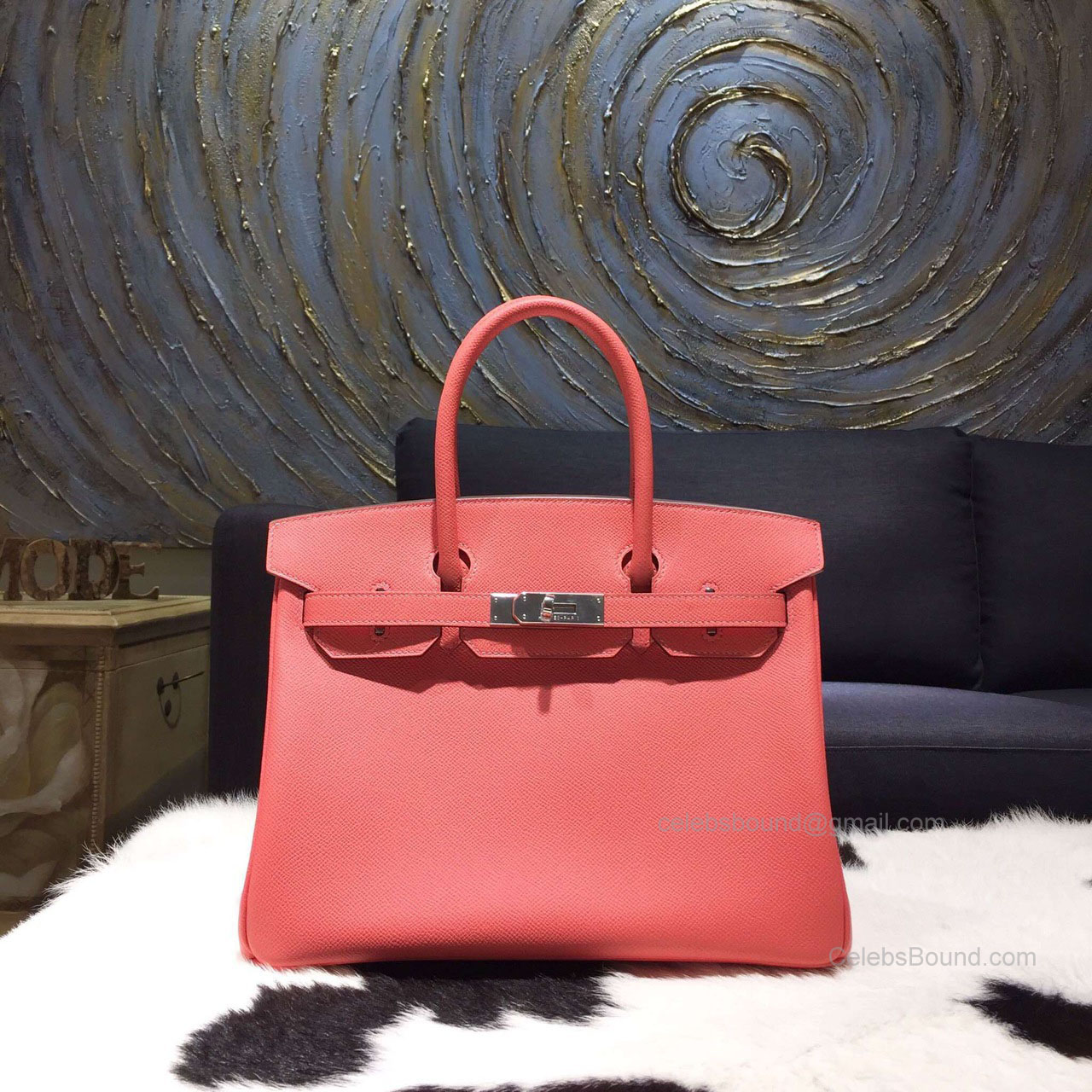 Hermes Birkin 30 Bag Flamingo I5 Epsom Leather Handstitched Silver hw