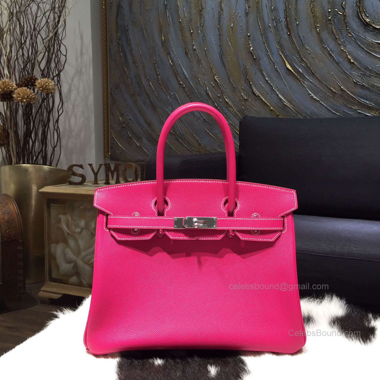 Hermes Birkin 30 Bag Rose Tyrien E5 Epsom Leather Handstitched Silver hw