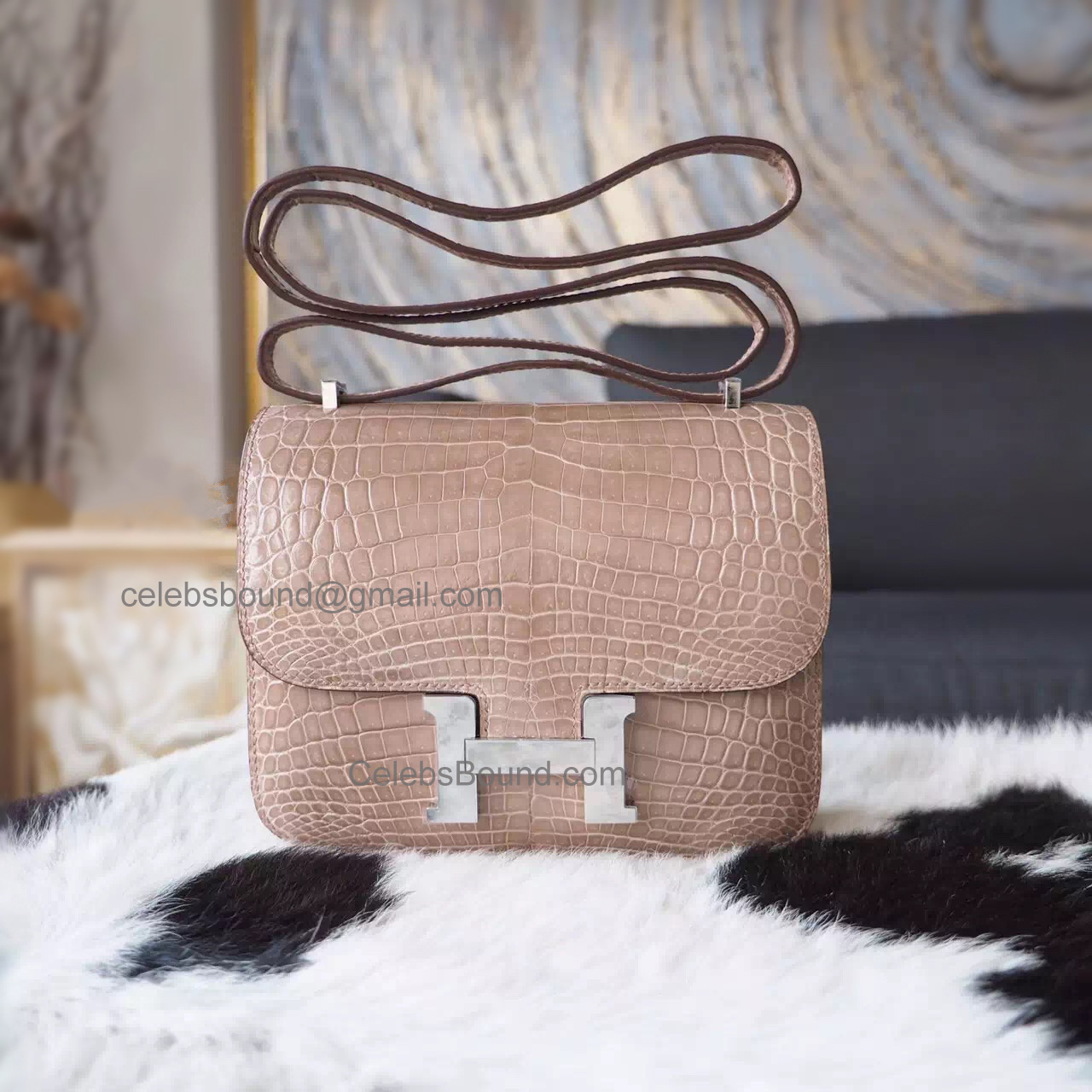 Hermes Mini Constance 18 Bag in ck14 Beige Shining Nile Croc PHW