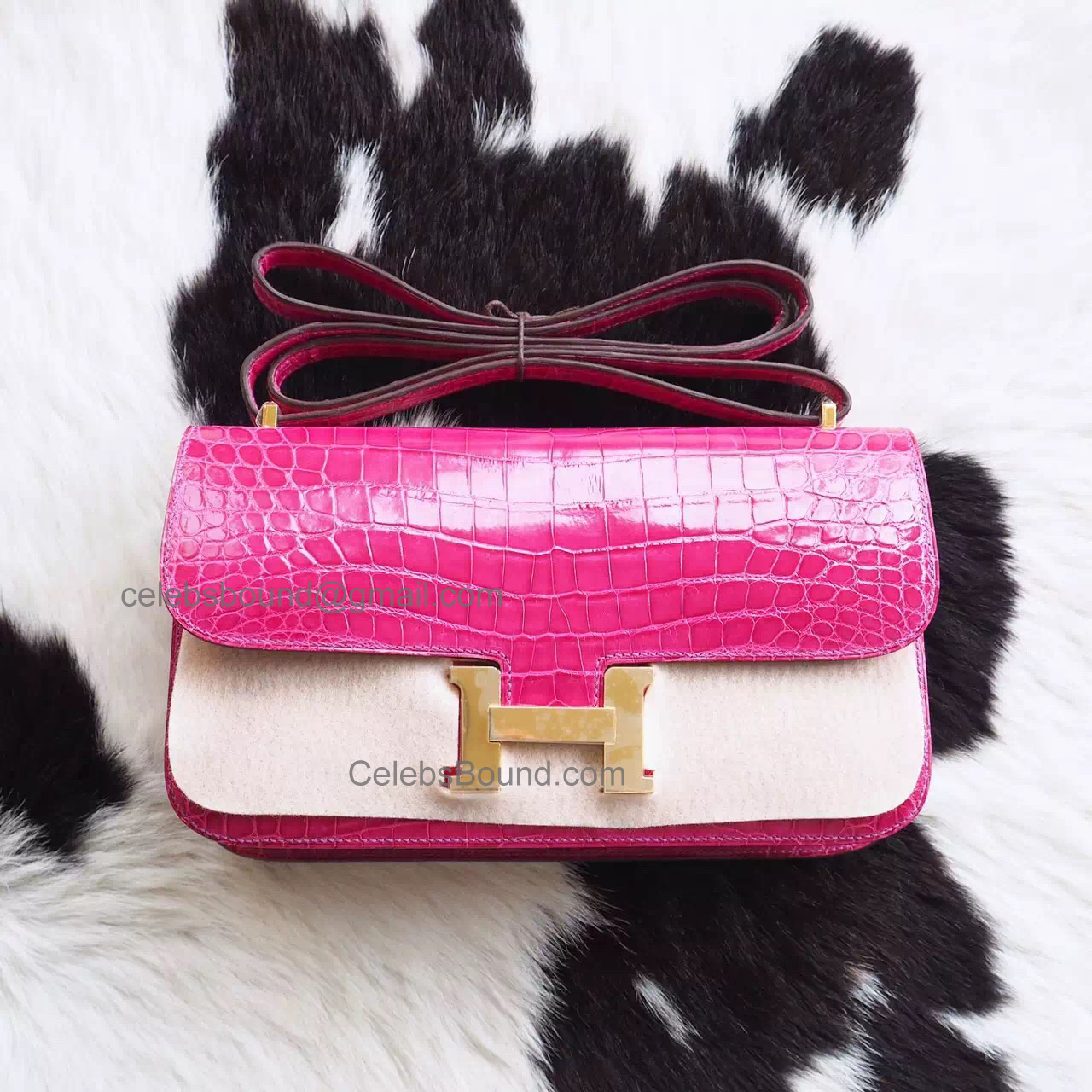 Hermes Constance Elan 25 Bag in 5j Fuschia Pink Shining Nile Croc GHW