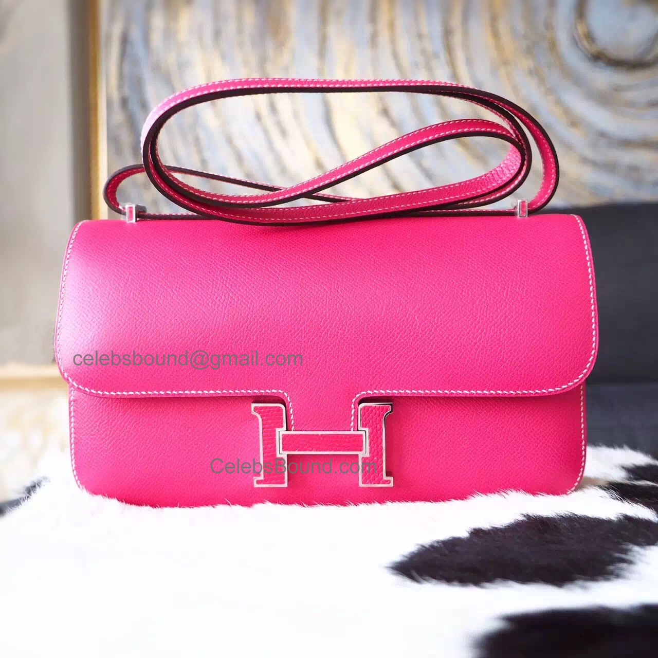 Hermes Constance Elan 25 Bag in e5 Rose Tyrien Epsom Calfskin PHW