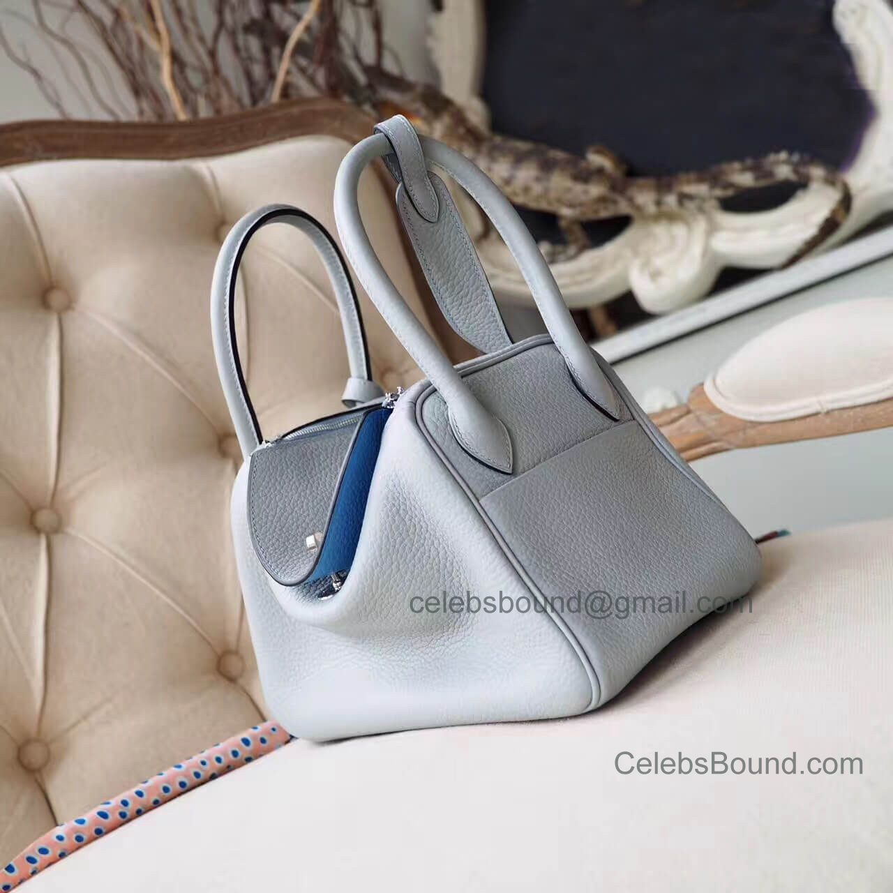 HM LINDY 30 BAG IN PEANUT BROWN CALFSKIN SILVER HARDWARE