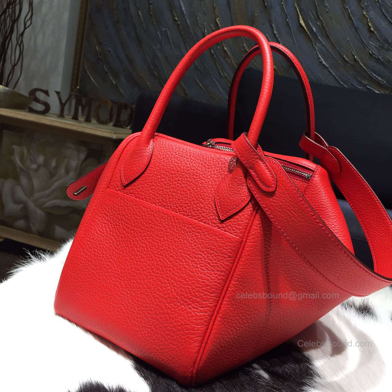 Hermes Lindy 26 in Rouge Casaque Q5 Clemence Leather Handstitched